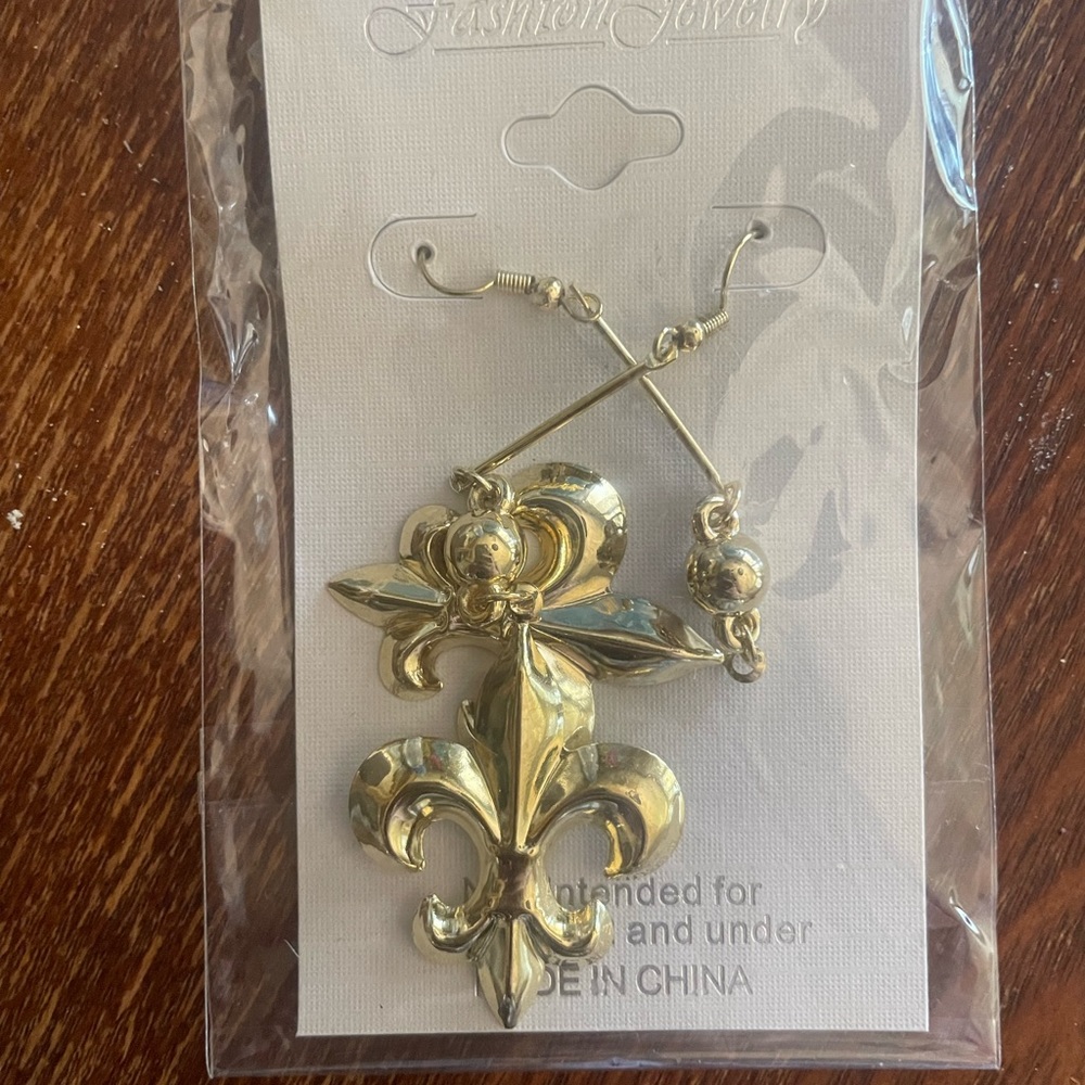 Gold saint earrings